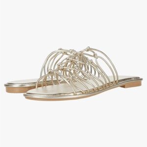 Seychelles Authentic Women’s Faux Leather Open Toe Flat Sandals Gold Size 9